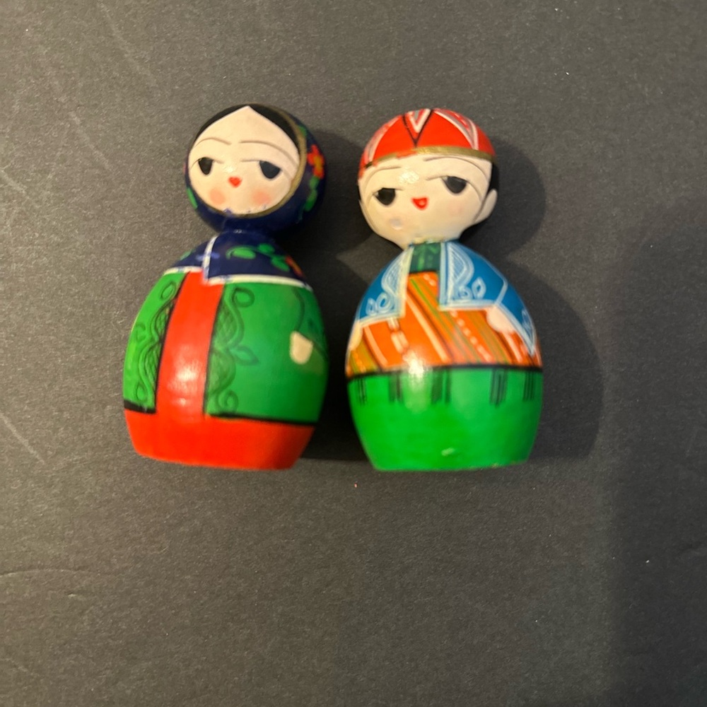 Vintage Vintage Turkish Wood Dolls - Husband & Wife